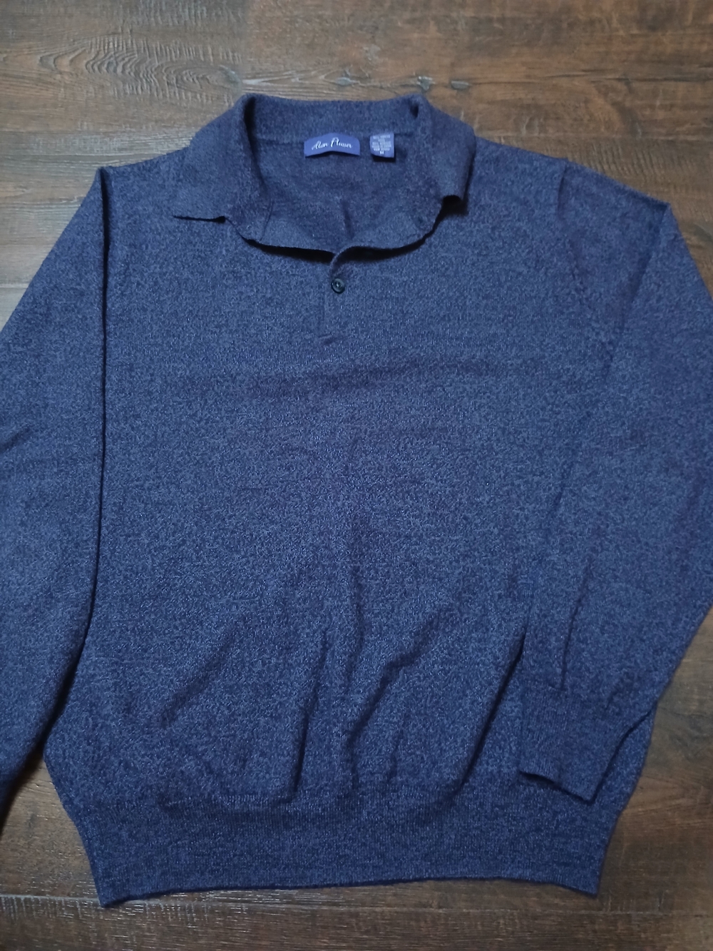 Alan Flusser Men's Blue Collared Pullover Sweater 50% Merino Wool Size M